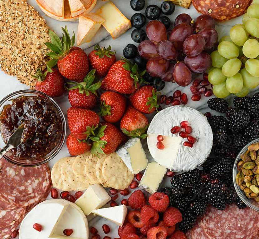 Cheese plate with fruits